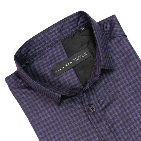 ZRA check purple casual shirt (00240)