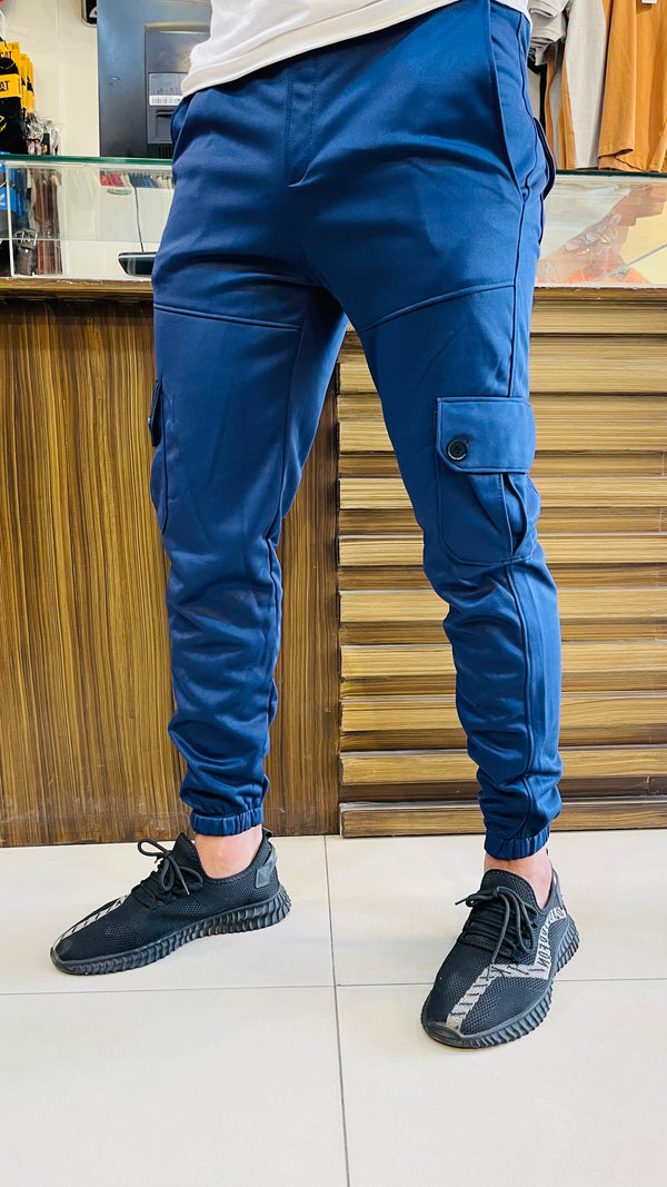 ZRA navy polystyre fleece strech cargo trousers (00179)