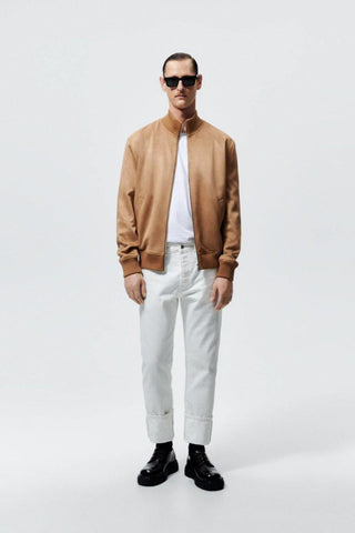 ZR suede mock neck mustard Jacket (00268)