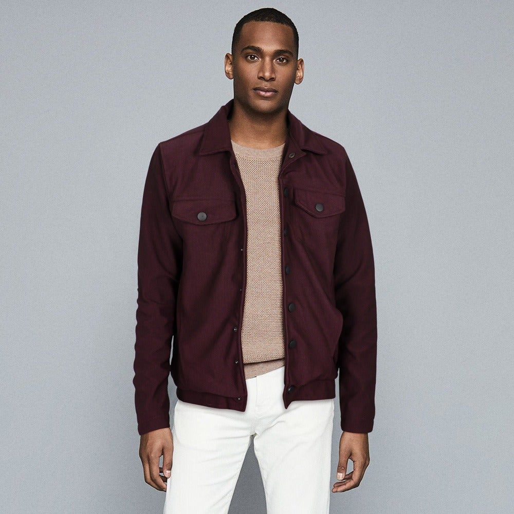 ZRA  maroon skinny denim style button jacket