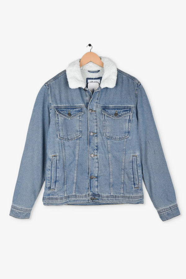 LCWKIKI genuine fur inside blue denim jacket   (00299)