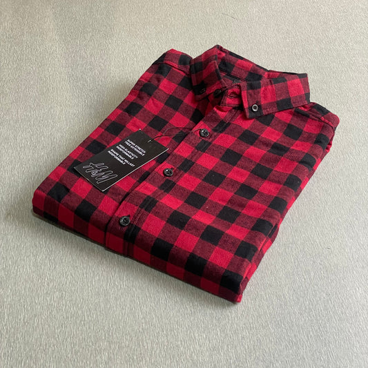 HNM Redblack check premium casual shirt (00242)