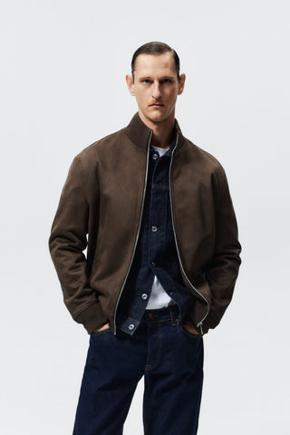 ZR suede mock neck brown Jacket (00268)