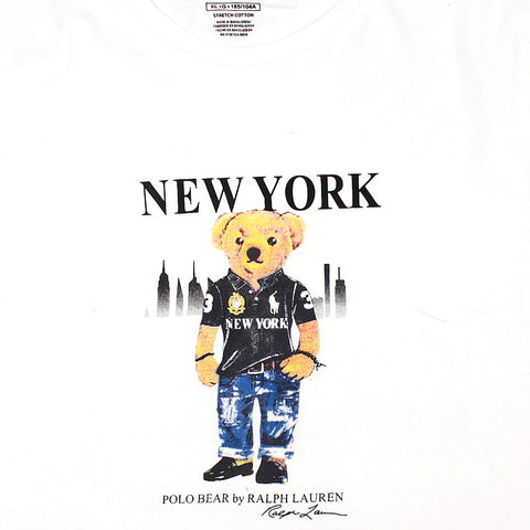 RL bear Imported soft cotton white T-Shirt (00244)