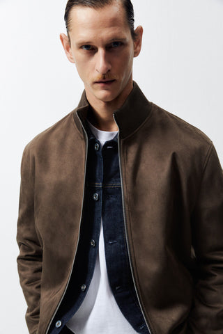 ZR suede mock neck brown Jacket (00268)
