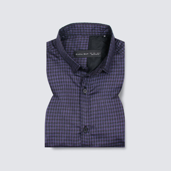 ZRA check purple casual shirt (00240)