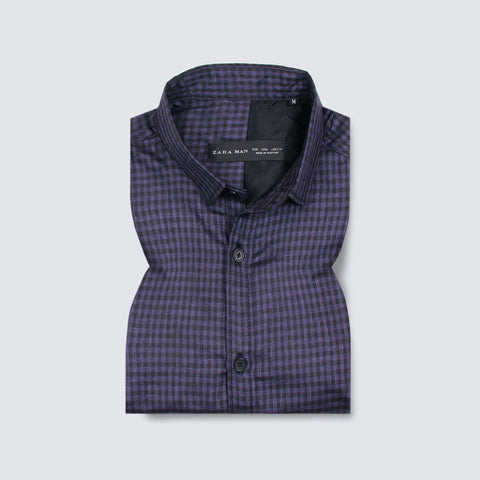 ZRA check purple casual shirt (00240)