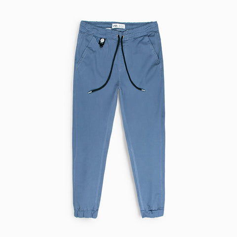 ZRA blue cotton strech cargo trousers (00260)