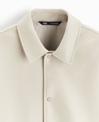 ZR faux leather white button jacket (00275)