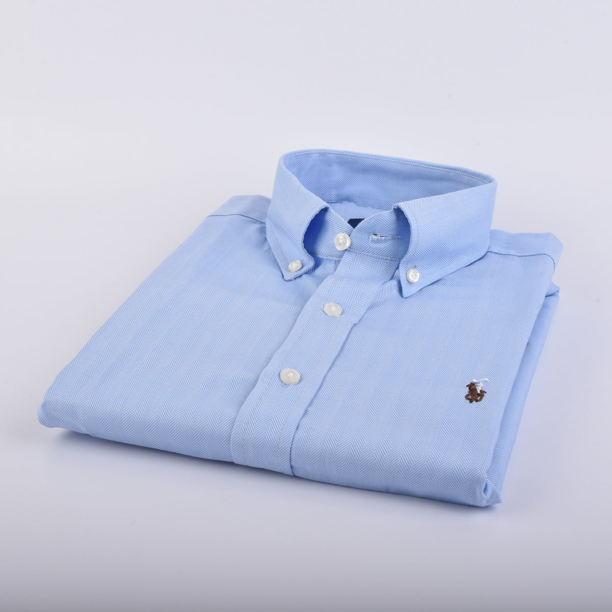 RL blue textured Embroidered logo Oxford Shirt (00321)