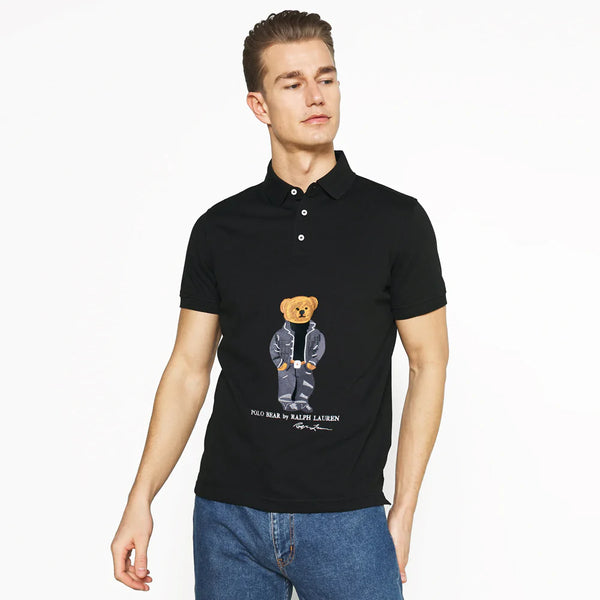RL emb bear black exclusive polo shirt (00157)