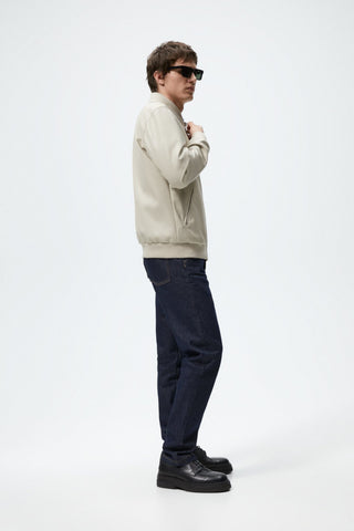 ZR faux leather white bomber jacket (00268)
