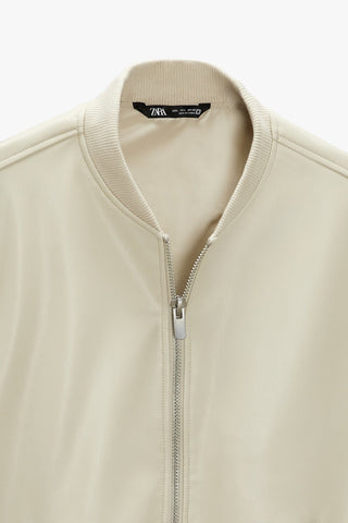 ZR faux leather white bomber jacket (00268)