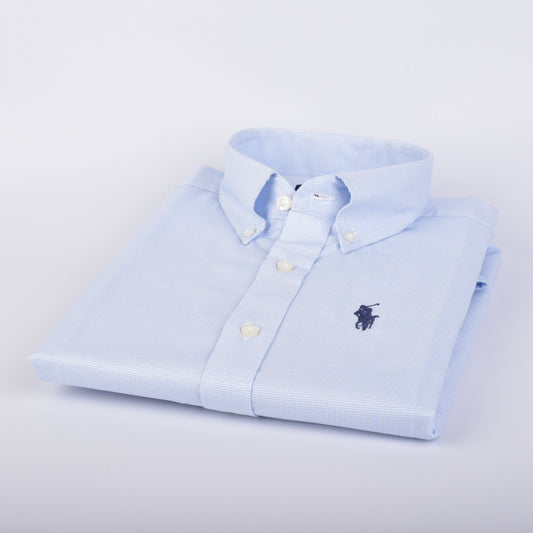 RL blue doted Embroidered logo Oxford Shirt (00321)