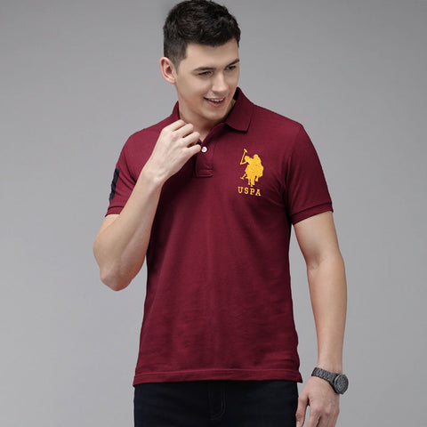 USPOLO basic big logo maroon exclusive polo shirt (00247)