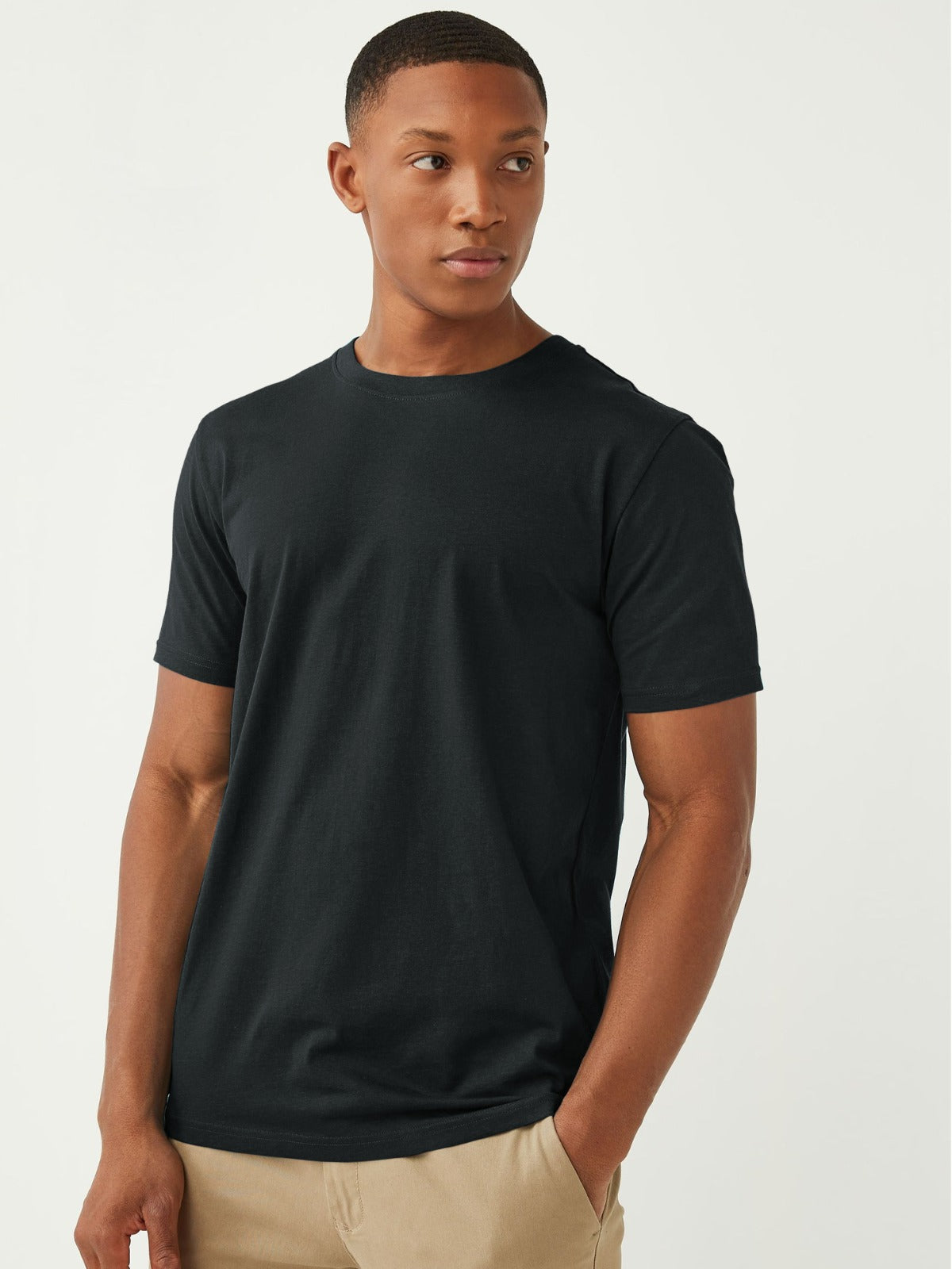 ZR black basic cotton regular sleeves T-Shirt (00313)