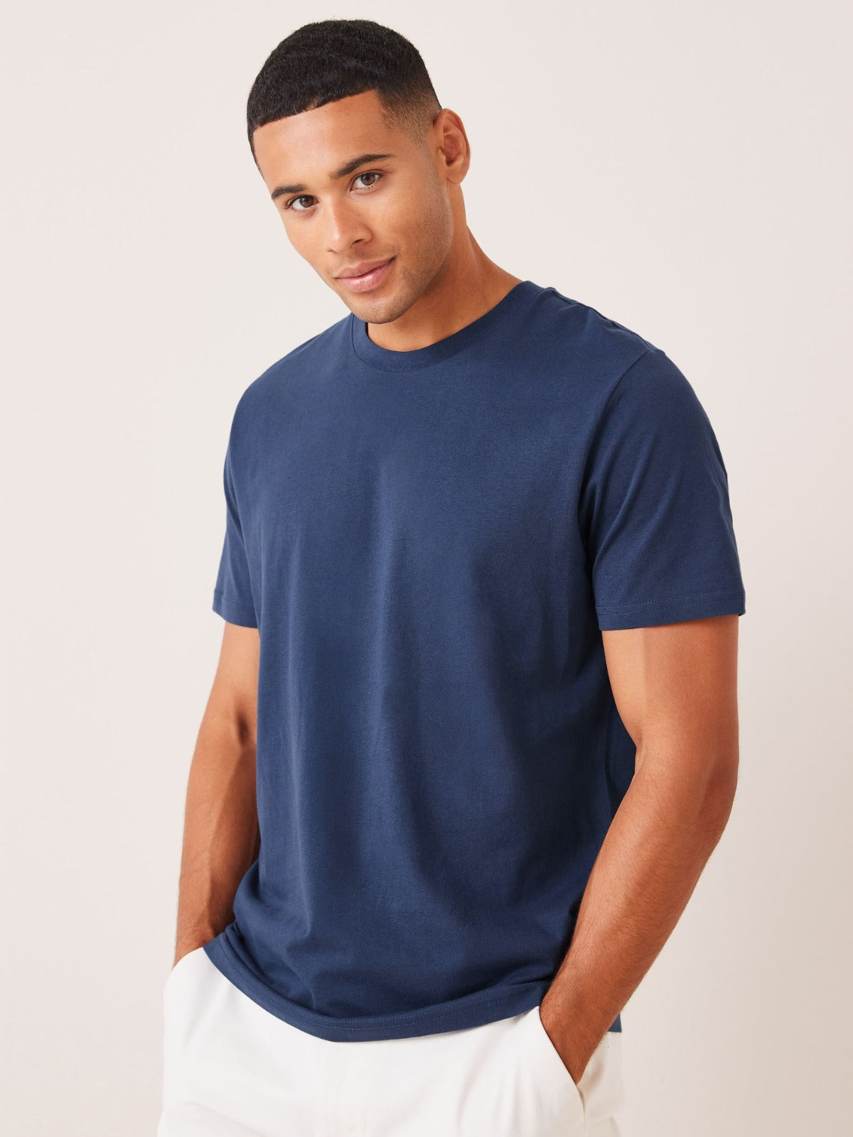 ZR blue basic cotton regular sleeves T-Shirt (00313)