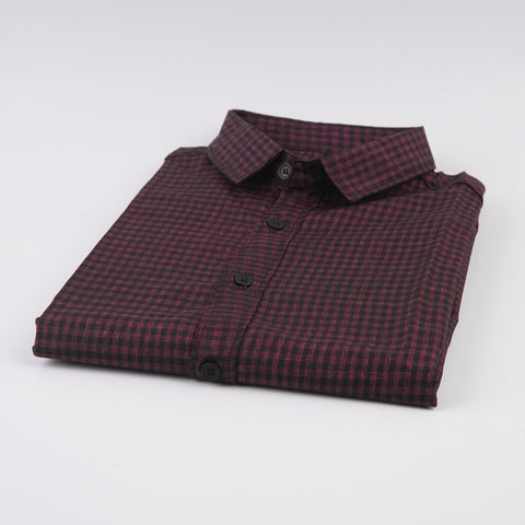 ZRA check maroon casual shirt (00240)