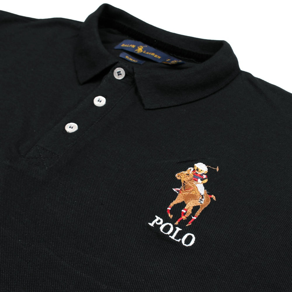 RL emb S-bear black exclusive polo shirt (00157)