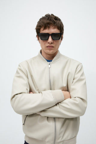 ZR faux leather white bomber jacket (00268)