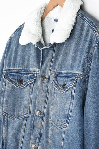 LCWKIKI genuine fur inside blue denim jacket   (00299)