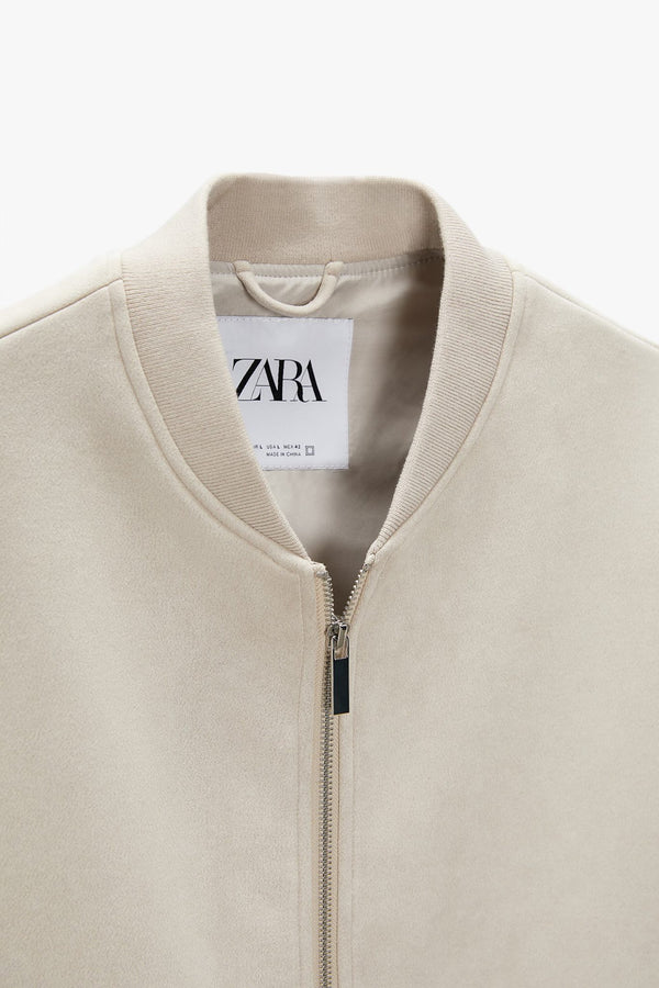 ZR suede Off white bomber Jacket (00268)