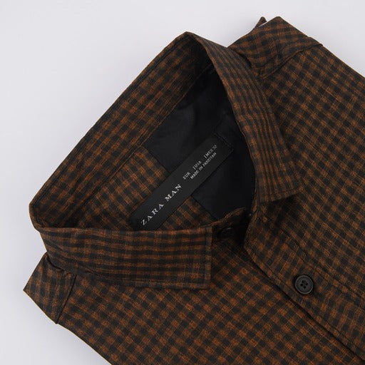 ZRA brown check  casual shirt (00240)