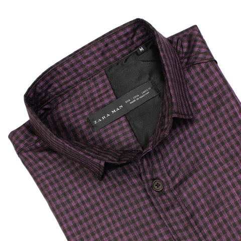 ZRA check maroon casual shirt (00240)