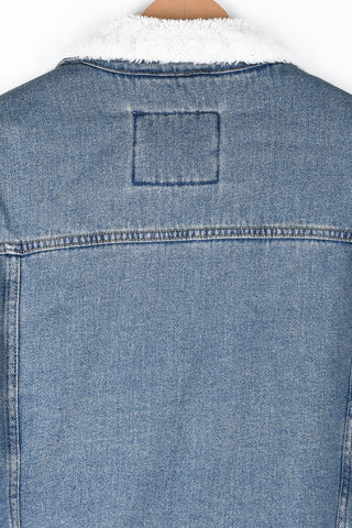 LCWKIKI genuine fur inside blue denim jacket   (00299)