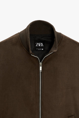 ZR suede mock neck brown Jacket (00268)