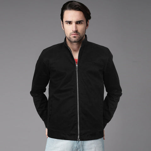 ZRA-plan suede black bomber jacket (00218)