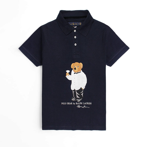 RL emb W-bear navy exclusive polo shirt (00157)