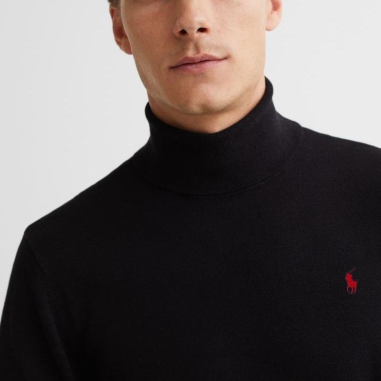 RL BLack premium soft cotton turtle neck sweater (00228)