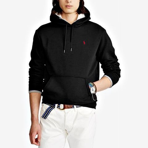 RL premium black Fur hoodie pull-over (00238)